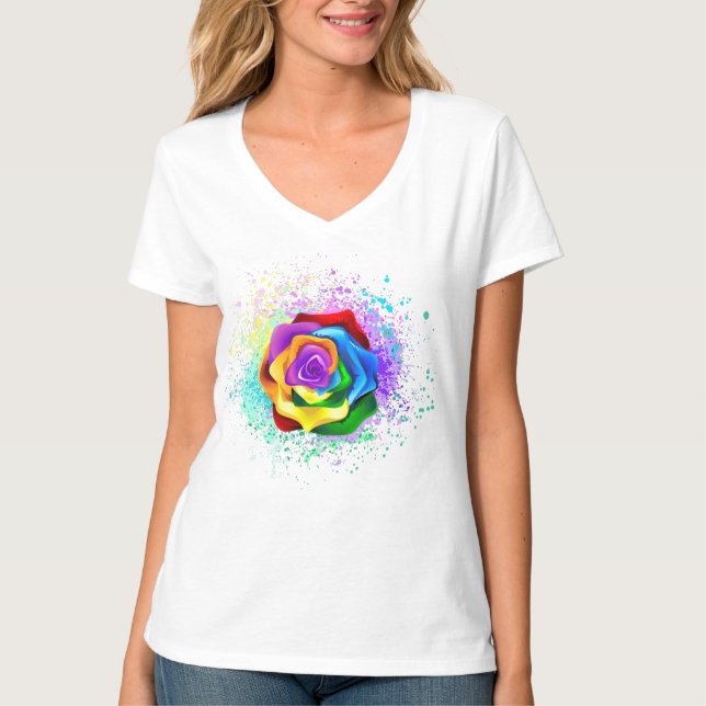 Colourful Rainbow Rose T-Shirt (Front)