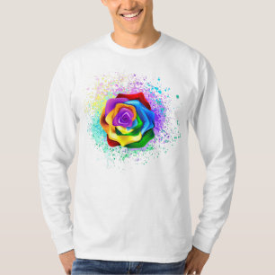 Colourful Rainbow Rose T-Shirt