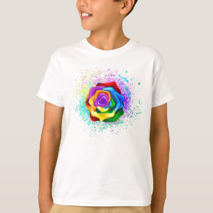 Colourful Rainbow Rose T-Shirt