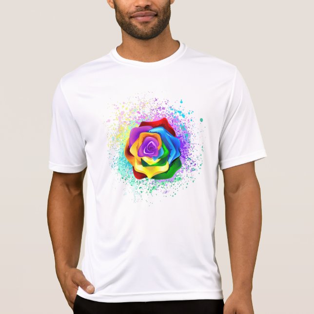Colourful Rainbow Rose T-Shirt (Front)