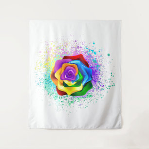 Colourful Rainbow Rose Tapestry