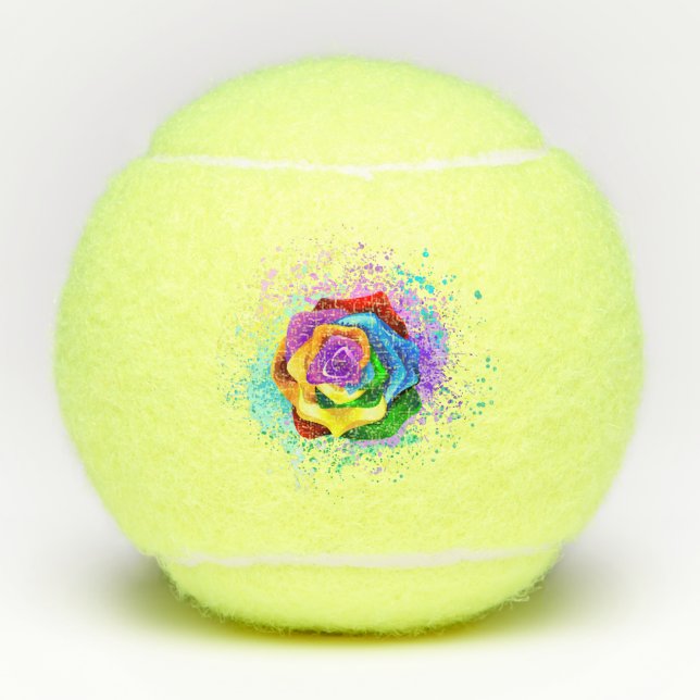 Colourful Rainbow Rose Tennis Balls (Front)