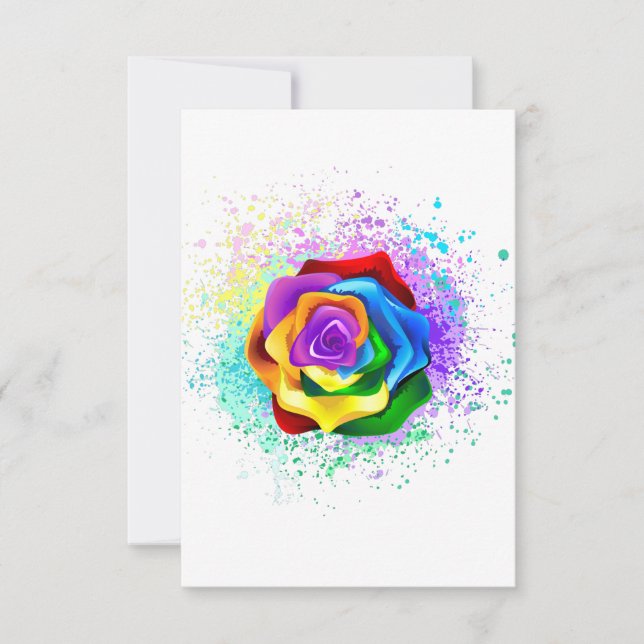 Colourful Rainbow Rose Thank You Card (Front)