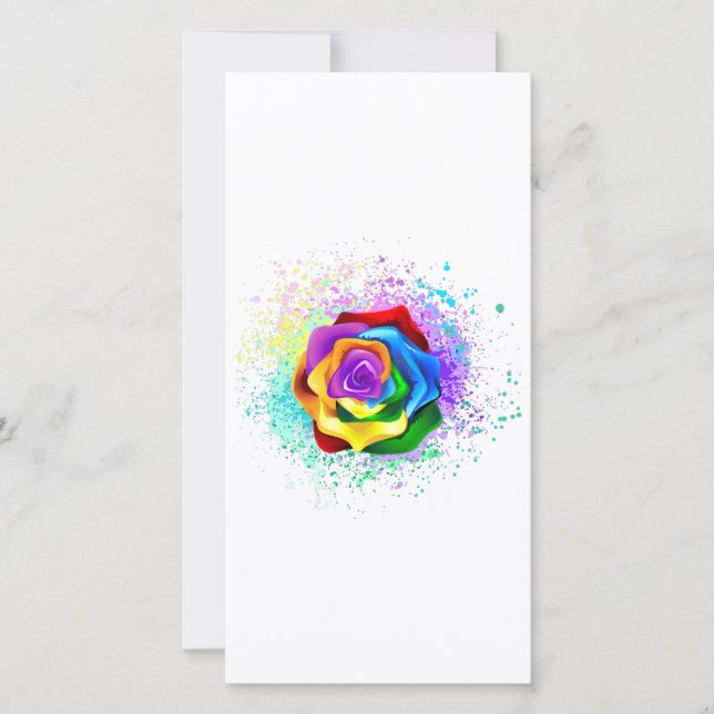 Colourful Rainbow Rose Thank You Card (Front)