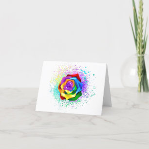 Colourful Rainbow Rose Thank You Card