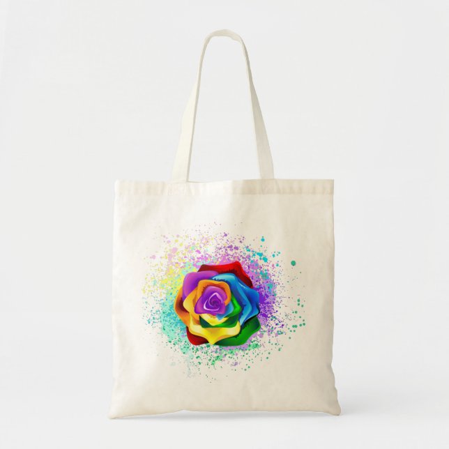 Colourful Rainbow Rose Tote Bag (Front)