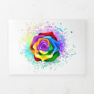 Colourful Rainbow Rose Tri-Fold Announcement