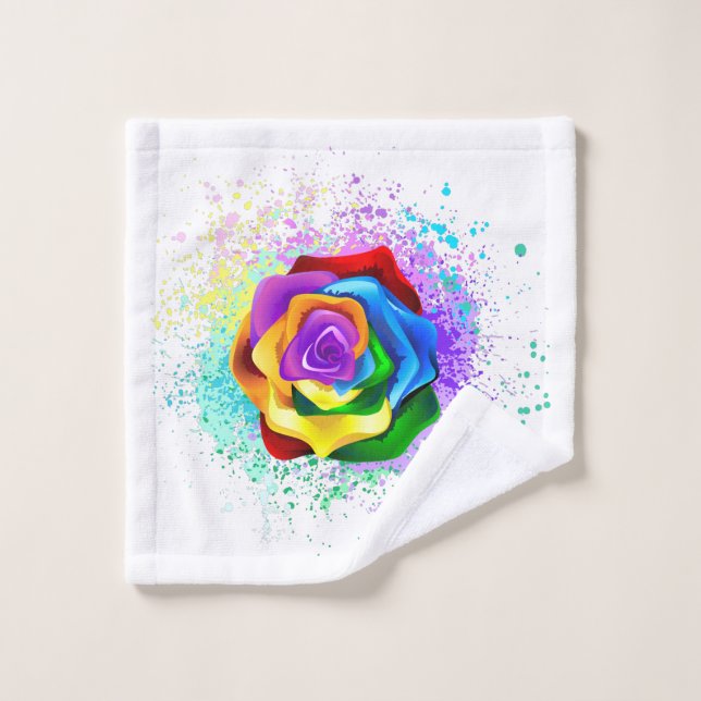 Colourful Rainbow Rose Wash Cloth (Wash Cloth)