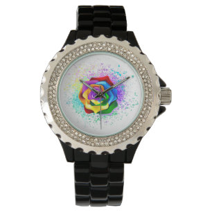 Colourful Rainbow Rose Watch