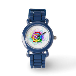 Colourful Rainbow Rose Watch