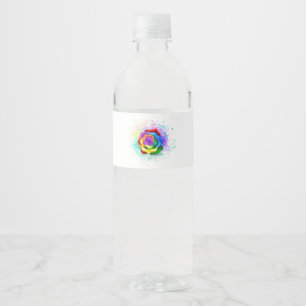 Colourful Rainbow Rose Water Bottle Label