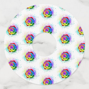 Colourful Rainbow Rose Wine Glass Tag