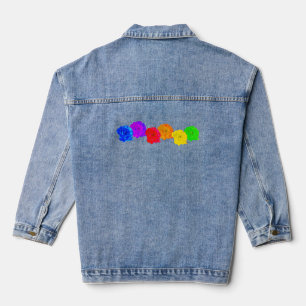 Colourful Rainbow Roses   Denim Jacket