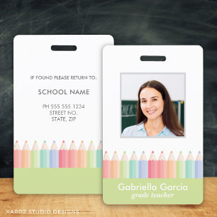 Colourful Rainbow School Teacher Photo ID badge