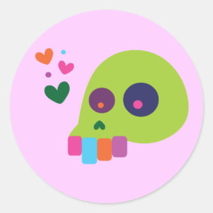 Colourful Rainbow Skull Classic Round Sticker