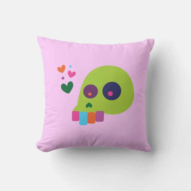 Colourful Rainbow Skull Cushion (Front)