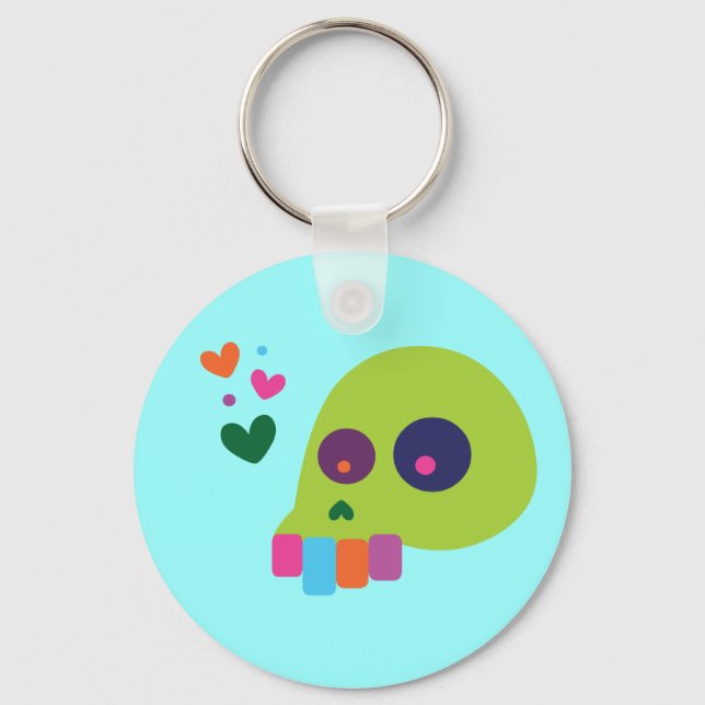 Colourful Rainbow Skull Key Ring (Front)