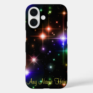 Colourful Rainbow Sparkle Stars Fantasy Night Sky iPhone 16 Case