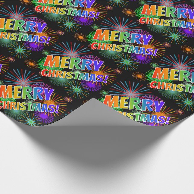 Colourful Rainbow Spectrum "MERRY CHRISTMAS!" Wrapping Paper (Corner)