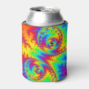 Colourful Rainbow Spiral Fractal Can Cooler