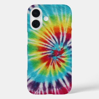 Colourful Rainbow Spiral Tie Dye iPhone 16 Case