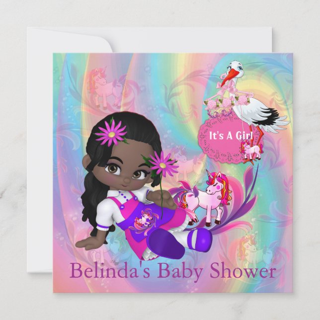 Colourful Rainbow Spirals Baby Shower Invitation (Front)