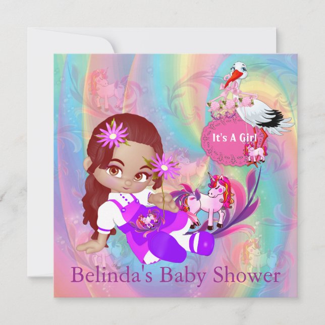 Colourful Rainbow Spirals Baby Shower Invitation (Front)