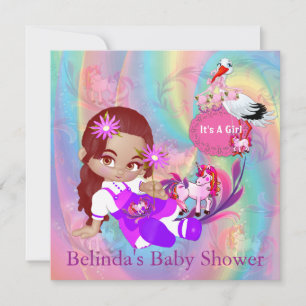 Colourful Rainbow Spirals Baby Shower Invitation