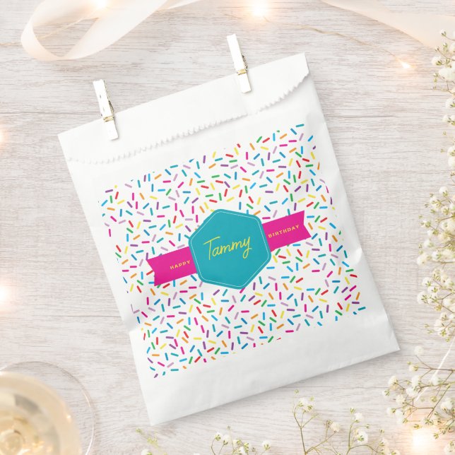 Colourful Rainbow Sprinkles Birthday Party Favour Bags (Clipped)