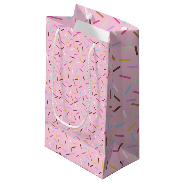 Colourful Rainbow Sprinkles Pattern Large Gift Bag (Front Angled)