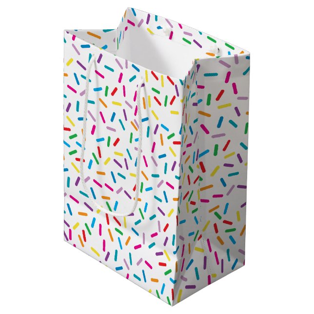 Colourful Rainbow Sprinkles Pattern Medium Gift Bag (Front Angled)