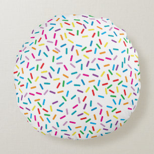 Colourful Rainbow Sprinkles Pattern Round Cushion
