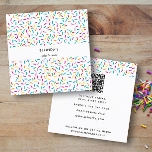 Colourful Rainbow Sprinkles Pattern Square Business Card