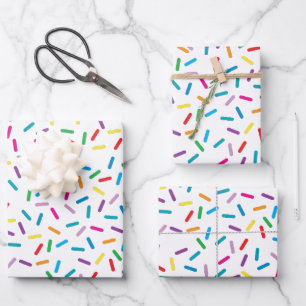Colourful Rainbow Sprinkles Pattern Wrapping Paper Sheet