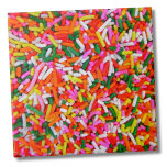 Colourful Rainbow Sprinkles Tile<br><div class="desc">Super sweet little print featuring the always popular ice cream rainbow sprinkles. Great for the ice cream or sweets lover. How cute would this be in an ice cream shop or a bakery? Whether you want to use this tile as a little coaster or trivet for a drink or plate......</div>