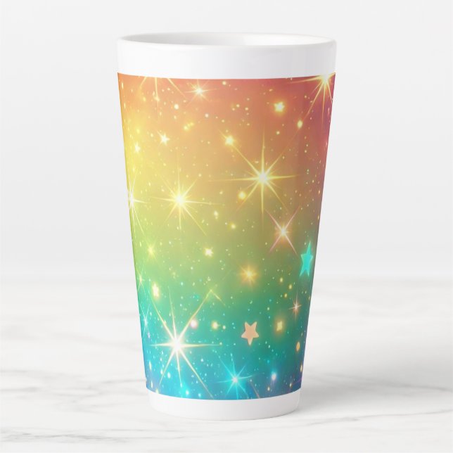 Colourful Rainbow star space Latte Mug (Front)