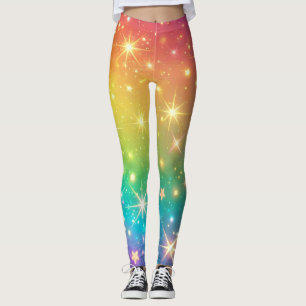 Colourful Rainbow star space Leggings
