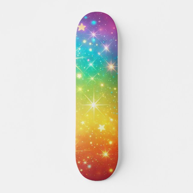Colourful Rainbow star space Skateboard (Front)