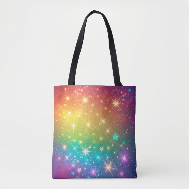 Colourful Rainbow star space Tote Bag (Front)