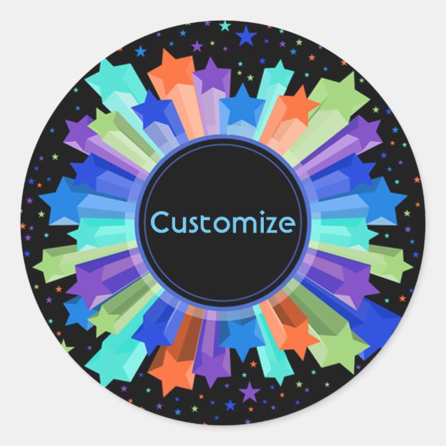 Colourful Rainbow Starburst Stickers (Front)