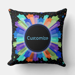 Colourful Rainbow Starburst Throw Pillow