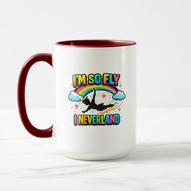 Colourful Rainbow Stars Fantasy Flying Boy Graphic Mug (Left)