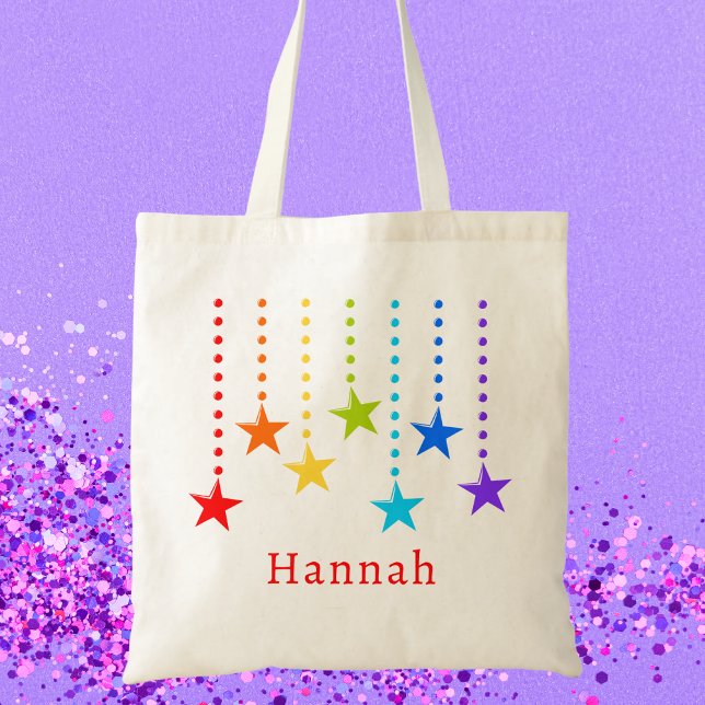 Colourful Rainbow Stars Girls Kids Modern Tote Bag (Creator Uploaded)