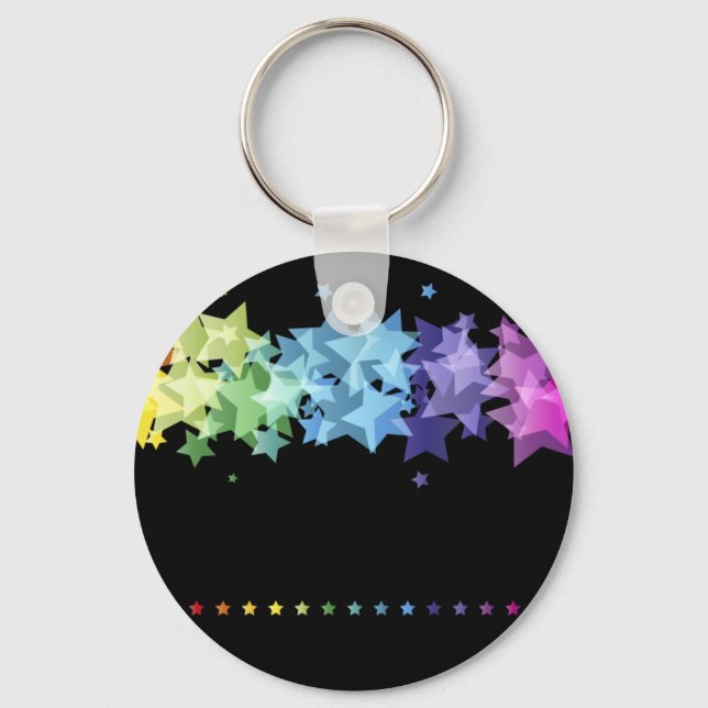 Colourful Rainbow  Stars Key Ring (Front)