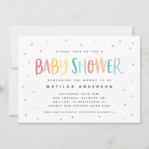 Colourful rainbow stripe and dot baby shower