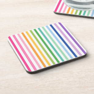 Colourful Rainbow Stripe Hard Plastic Coaster