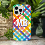 Colourful Rainbow Stripe Monogram Initials Custom iPhone 15 Pro Max Case<br><div class="desc">Colourful Rainbow Stripe Monogram Initials Custom Personalised iPhone Case features a rainbow coloured stripe pattern with custom monogram in modern script typography. Perfect as gifts for family and friends for birthday,  Christmas and moreDesigned by ©2024 Evco Studio www.zazzle.com/store/evcostudio</div>