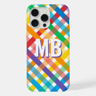Colourful Rainbow Stripe Monogram Initials Custom iPhone 15 Pro Max Case