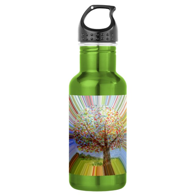 Colourful Rainbow Striped Autumn Tree 532 Ml Water Bottle (Front)