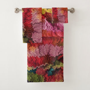 Colourful Rainbow Stripes Abstract Bath Towel Set